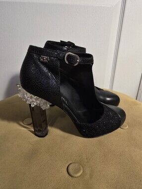 CHANEL Runway Ice Heel Block Cap Toe Heels Size 39